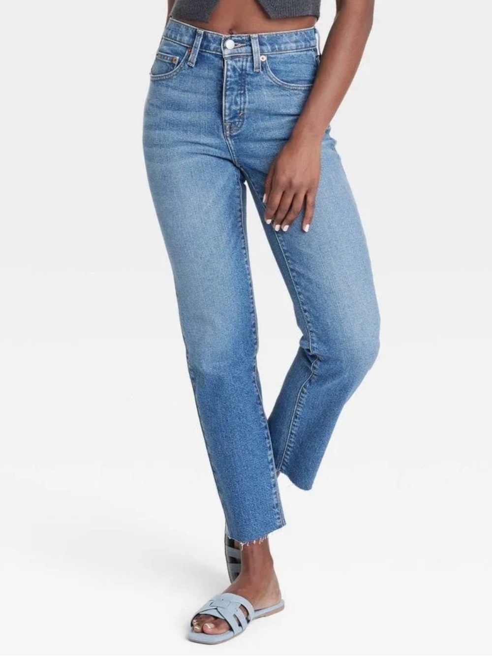 Universal Thread Light Blue High-Rise Cropped Straight Jeans